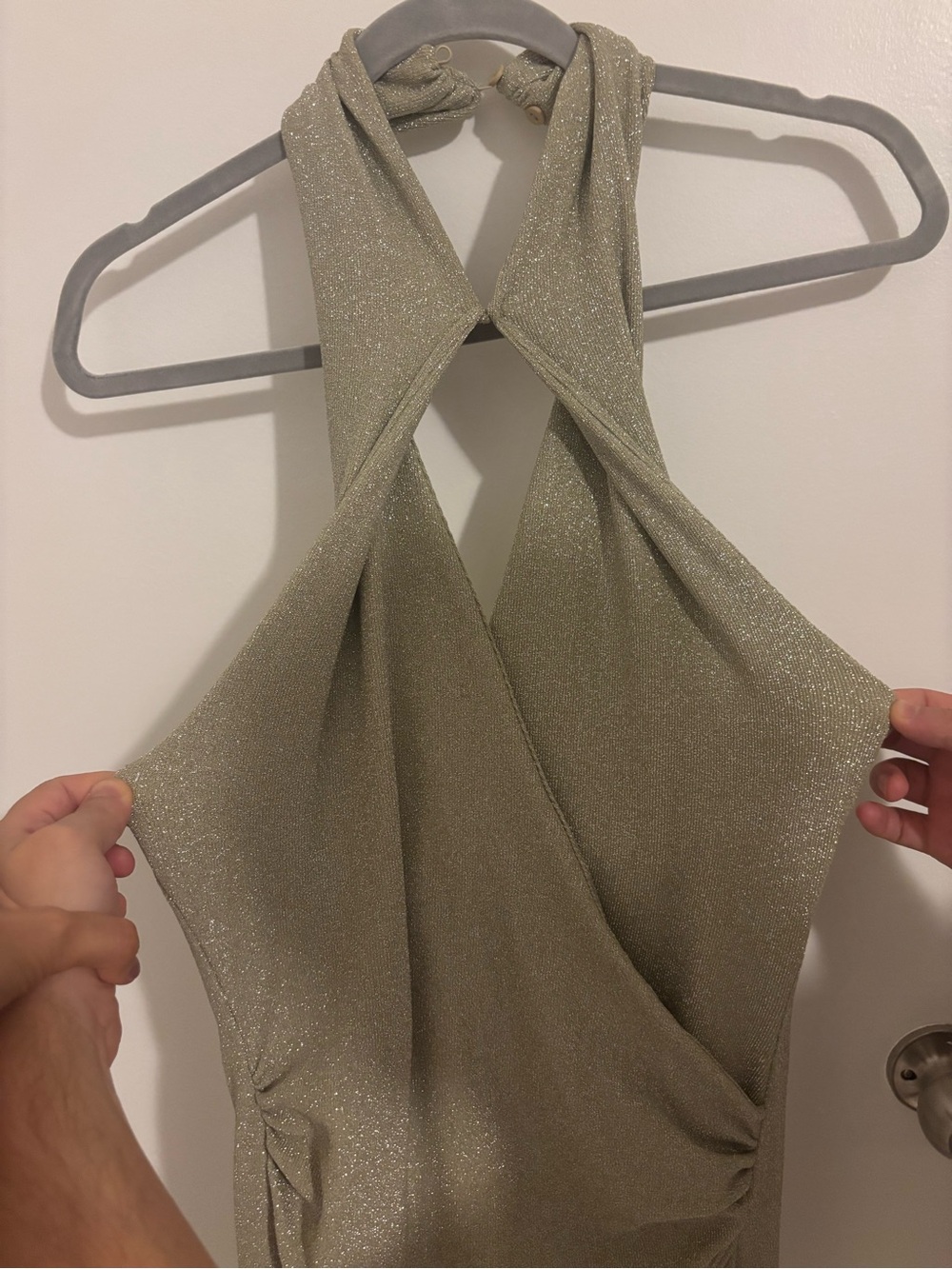 Zara Metallic Silver Halter Maxi Dress - Picture 1 of 4